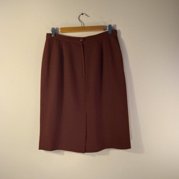 Kasper Vintage Blazer & Skirt Suit Maroon 100% Wool Stylish Statement Suit Sz10P - Picture 12 of 13